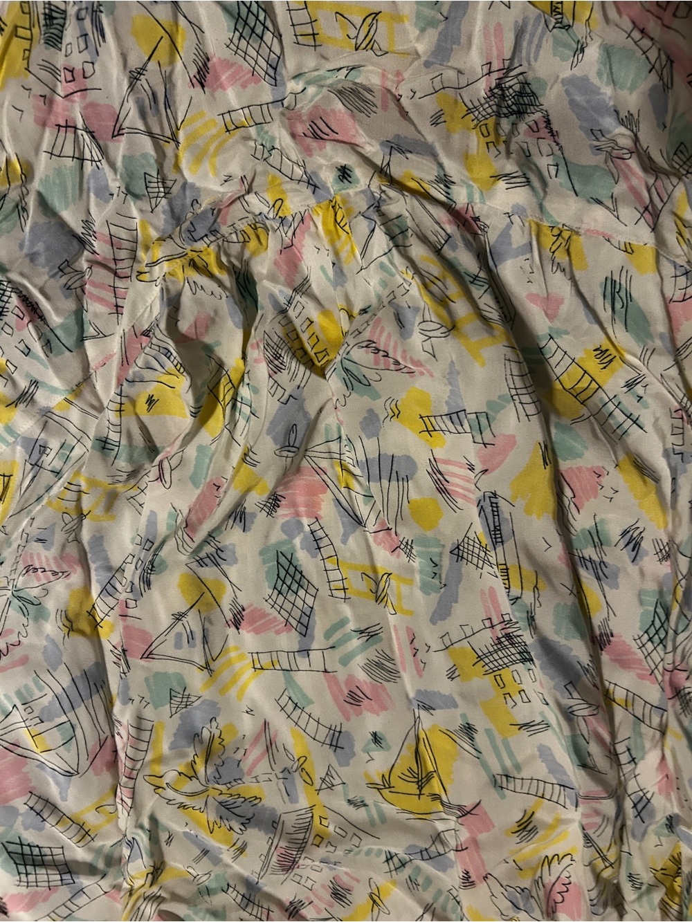 RARE Vintage 1980s Giuseppe Ann Taylor white Maxi Skirt with Pastel Print - Picture 2 of 5